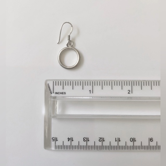 Sterling silver 925 dangle drop circle pierced earrings - Picture 7 of 9